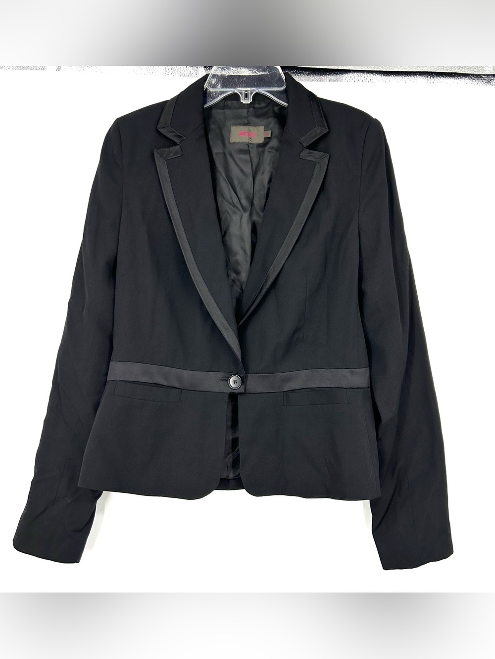 Reiss Black Wool Tuxedo Blazer Satin Trim